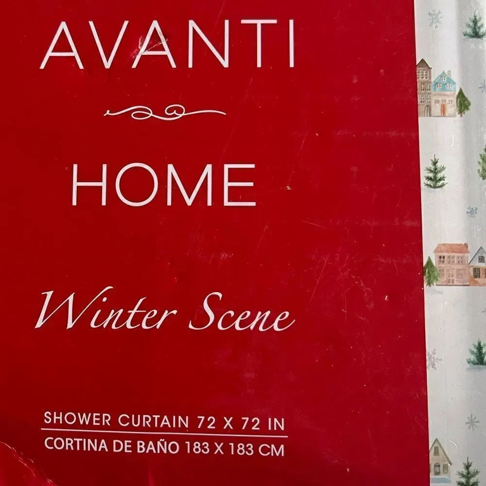 Avanti “Winter Scene” Holiday Town Shower Curtain NWT
